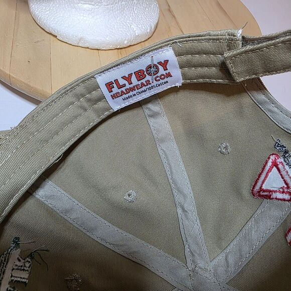 Million Air Hollywood Burbank Strap Back Hat Beige Green Aviation Embroidered - Picture 6 of 6